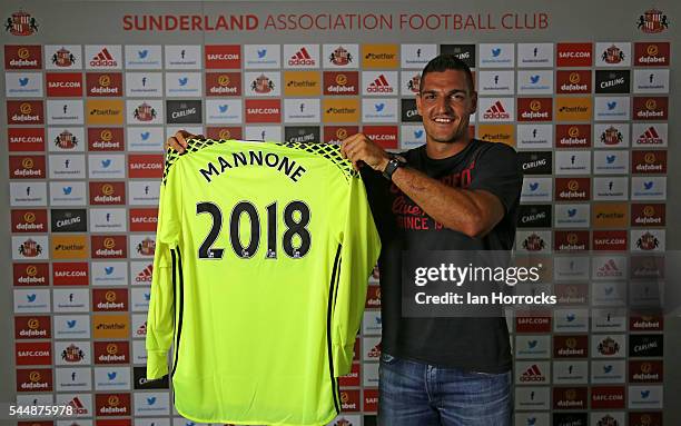 Vito Mannone pictured after signing a new two year deal with Sunderland AFC at The Academy of Light on July 4, 2016 in Sunderland, England.