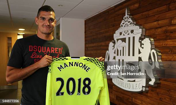 Vito Mannone pictured after signing a new two year deal with Sunderland AFC at The Academy of Light on July 4, 2016 in Sunderland, England.