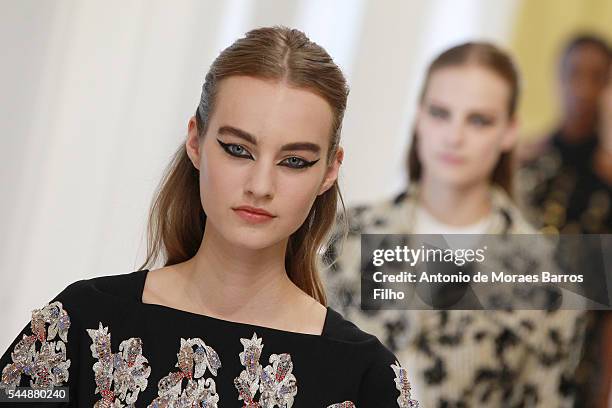 Model walks the runway during the Christian Dior Haute Couture Fall/Winter 2016-2017 show as part of Paris Fashion Week on July 4, 2016 in Paris,...