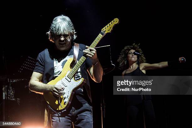 Andrea Fornili of Italian band &quot; Stadio&quot; play during the Carpi Summer Festival with their &quot;Miss Nostalgia tour 2016&quot; in Carpi,...