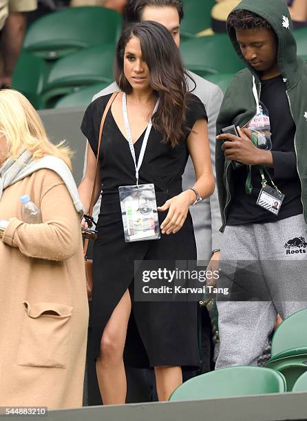 Meghan Markle attends day eight of the Wimbledon Tennis Championships at Wimbledon on July 04, 2016 in London, England.