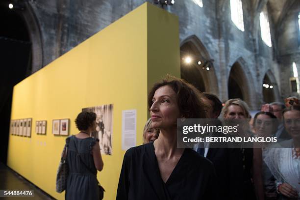 French Culture Minister, Audrey Azoulay, visits the exhibition "Western Camarguais" as part of the photography festival "Rencontres de la...
