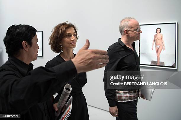 French Culture Minister Audrey Azoulay visits the exhibition by Collier Schorr as part of the photography festival "Rencontres de la photographie...