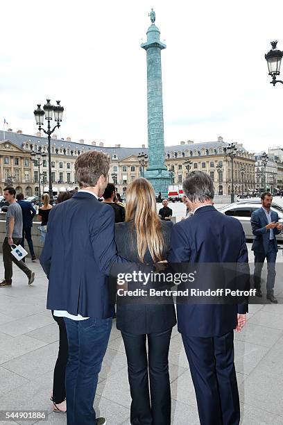 Jeremy Everett, Creative director of the Italian jewellery brand Repossi, Gaia Repossi and her father Alberto Repossi attend the Repossi Vendome...