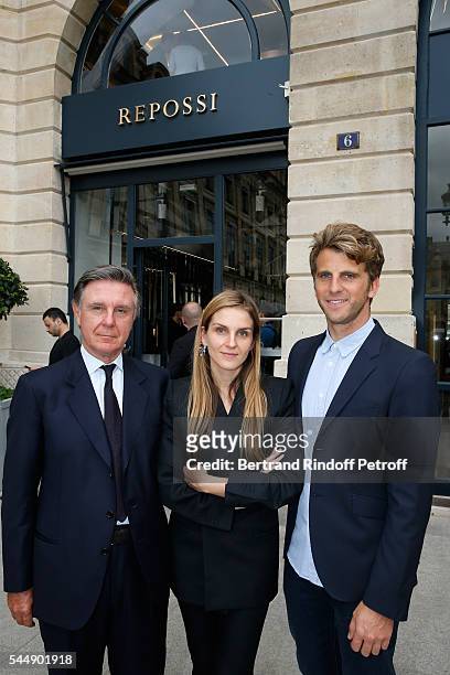 Alberto Repossi, his daughter Creative director of the Italian jewellery brand Repossi, Gaia Repossi and Jeremy Everett attend the Repossi Vendome...