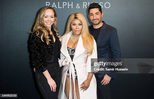 Tamara Ralph, Lil Kim and Michael Russo attend the Ralph & Russo Haute Couture Fall/Winter 2016-2017 show as part of Paris Fashion Week on July 4,...
