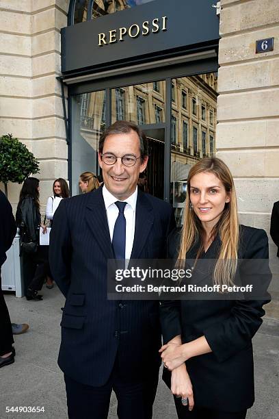 Nicolas Bazire and Creative director of the Italian jewellery brand Repossi, Gaia Repossi attend the Repossi Vendome Flagship Store Inauguration at...