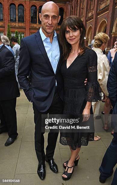 Mark Strong and Liza Marshall attend the Olivier Awards Summer Party in celebration of the new exhibition "Curtain Up" at The V&A on July 4, 2016 in...