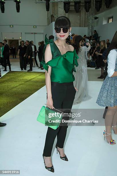 Leaf Greener attends the Giambattista Valli Haute Couture Fall/Winter 2016-2017 show as part of Paris Fashion Week on July 4, 2016 in Paris, France.