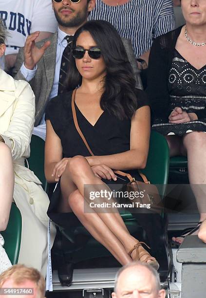 Meghan Markle attends day eight of the Wimbledon Tennis Championships at Wimbledon on July 04, 2016 in London, England.