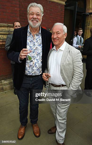 Matthew Kelly and Simon Callow attend the Olivier Awards Summer Party in celebration of the new exhibition "Curtain Up" at The V&A on July 4, 2016 in...