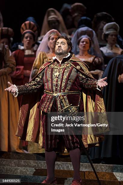 Spanish tenor Placido Domingo performs during the final dress rehearsal prior to the season premiere of the Metropolitan Opera/Pier Luigi Samaritani...