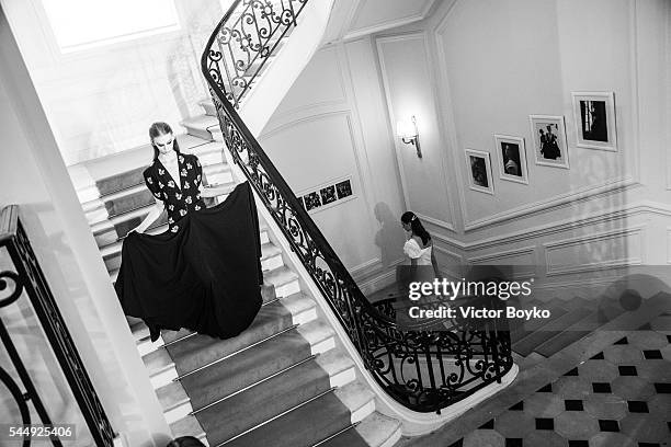 Model walks the runway during the Christian Dior Haute Couture Fall/Winter 2016-2017 show as part of Paris Fashion Week on July 4, 2016 in Paris,...