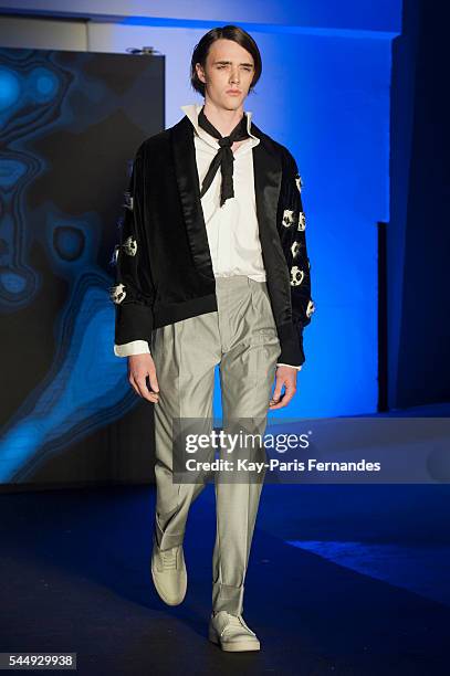 Model walks the runway during the Instituto Marangoni The 2016 Fashion & Degree Show as part of Paris Fashion Week on July 4, 2016 in Paris, France.