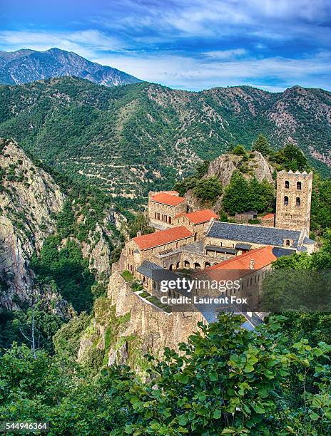 aerial abbey - roussillon stock pictures, royalty-free photos & images