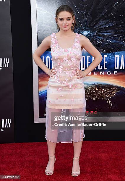 Actress Joey King arrives at the premiere of 20th Century Fox's 'Independence Day: Resurgence' at TCL Chinese Theatre on June 20, 2016 in Hollywood,...