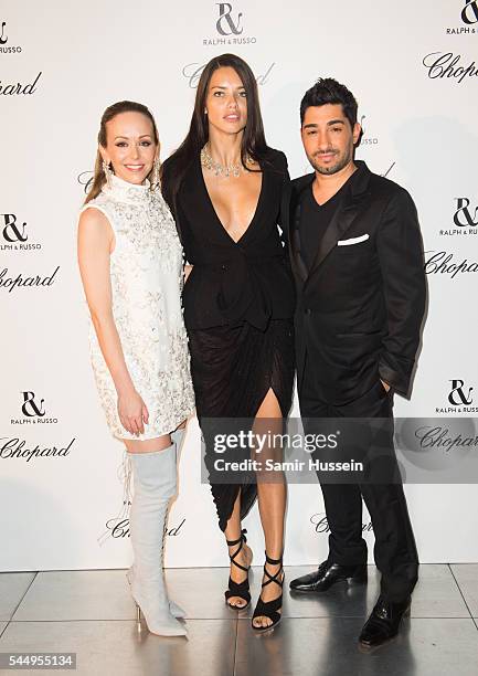 Tamara Ralph, Adriana Lima and Michael Russo attend the Ralph & Russo And Chopard Host Dinner as part of Paris Fashion Week on July 4, 2016 in Paris,...