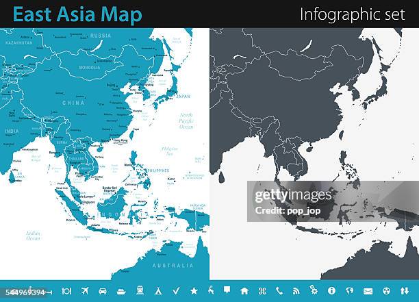 East Asia Map Infographic Set High Res Vector Graphic Getty Images East Asia Map Infographic Set 