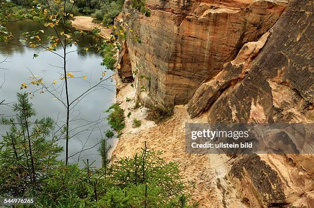 Latvia, Vidzeme , Gauja National Park, Cesis, Erglu klintis and Gauja river, September 21, 2007