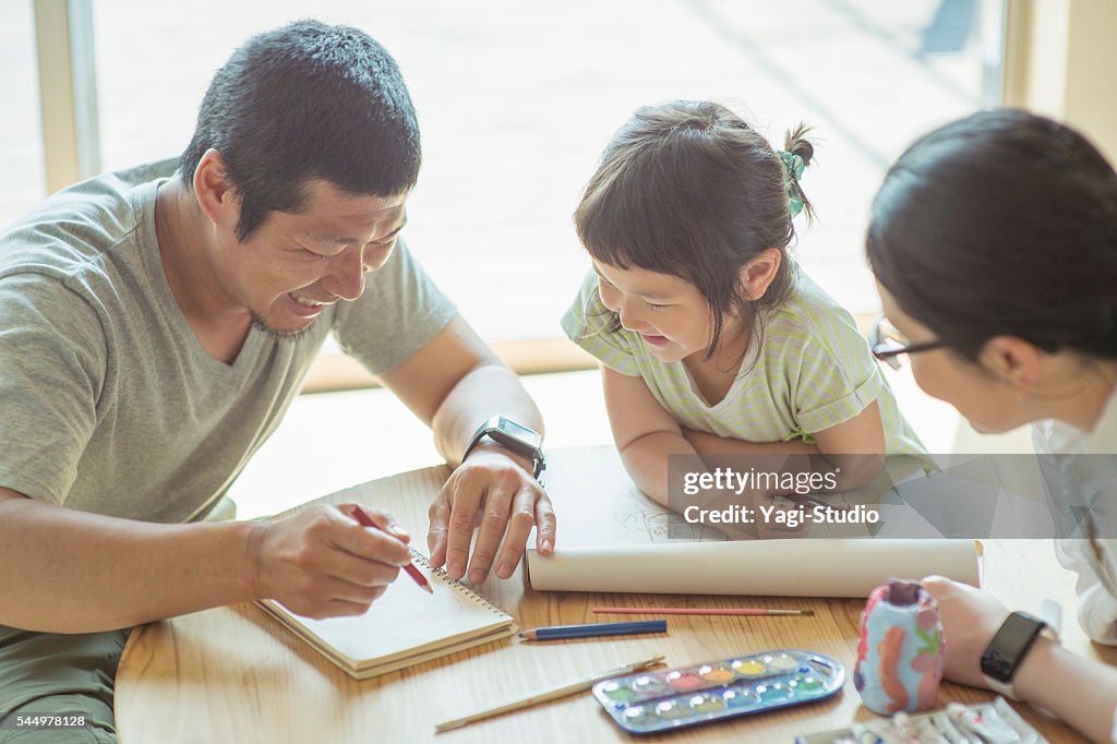 Family playing together at home