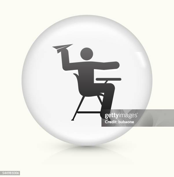 misbehaving on school desk icon on white round vector button - misbehaving student stock illustrations