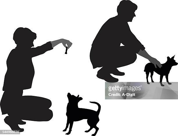 pet chihuahua - crouching stock illustrations