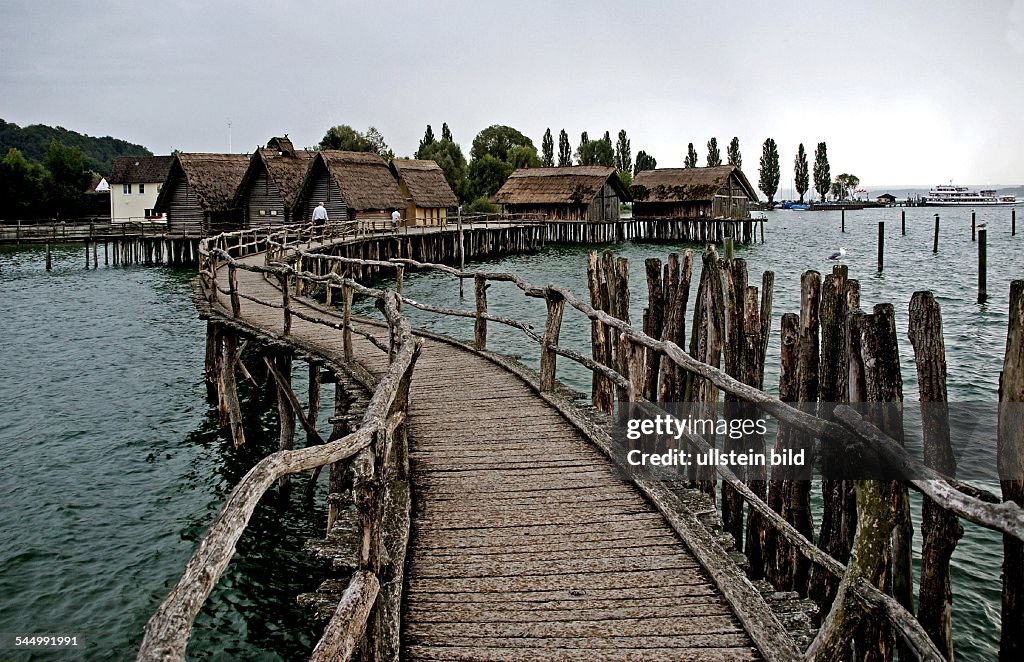 Germany - Baden-Wuerttemberg - Unteruhldingen: Reconstructed lake dwellings from the Bronze Age and the Stone Ahe at Lake Constance