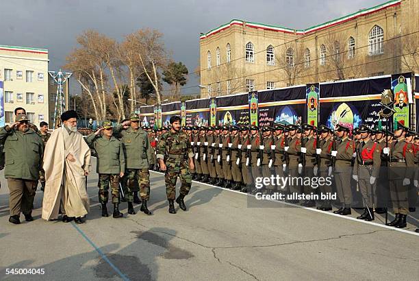 Sayyid Ali Khamenei - Politician, Spiritual Leader of the Islamic Republic of Iran, Commander of the iranian armed forces , during a military parade...