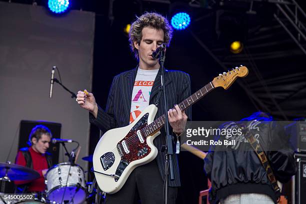 Austin Williams from Swim Deep performs at Blissfields Festival at Vicarage Farm on July 1, 2016 in Winchester, England.
