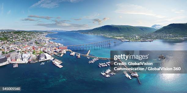 tromso bridge, norway - tromsö stock-fotos und bilder