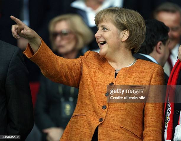 Merkel, Angela - Politician, CDU, Germany, Federal Chancellor - in the stands of the Ernst-Happel-Stadium in Vienna during the Euro 2008, group B,...