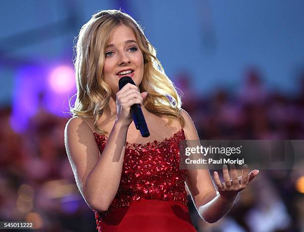 Classical crossover star Jackie Evancho performs at A Capitol Fourth concert at the U.S. Capitol, West Lawn, on July 4, 2016 in Washington, DC.