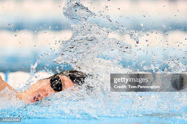 Zane Grothe of the United States competes in a heat for the Men's 1500 Meter Freestyle during Day Seven of the 2016 U.S. Olympic Team Swimming Trials...