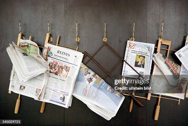 Czech Republic - Prag Praha Prague: newspapers at Grand Cafe Orient