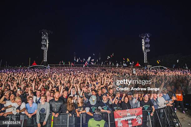 General view of the crowd for Tenacious D at the Orange stage during Roskilde Festival 2016 on July 1, 2016 in Roskilde, Denmark.