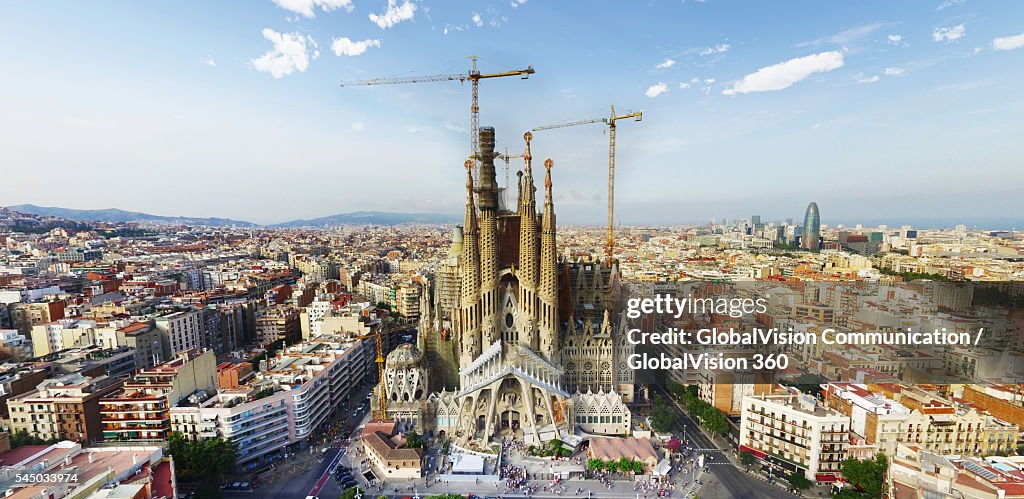 Aerial Photo of Sagrada Familia in Barcelona, Spain