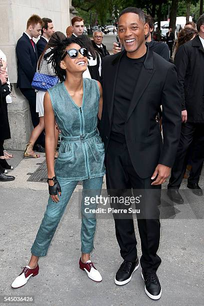 Willow Smith and Will Smith arrive at the Chanel Haute Couture Fall/Winter 2016-2017 show as part of Paris Fashion Week on July 5, 2016 in Paris,...