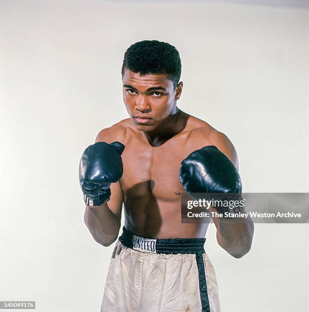 Cassius Clay, 20 year old heavyweight contender from Louisville, Kentucky poses for the camera on May 17 in Bronx, New York.