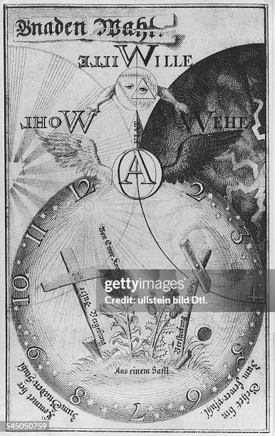 Protestantischer Mystiker und Theosoph" De Electione Gratiae. Von derGnaden-Wahl oder Von dem Willen Gottesüber die Menschen ", 1623Titelkupfer aus...