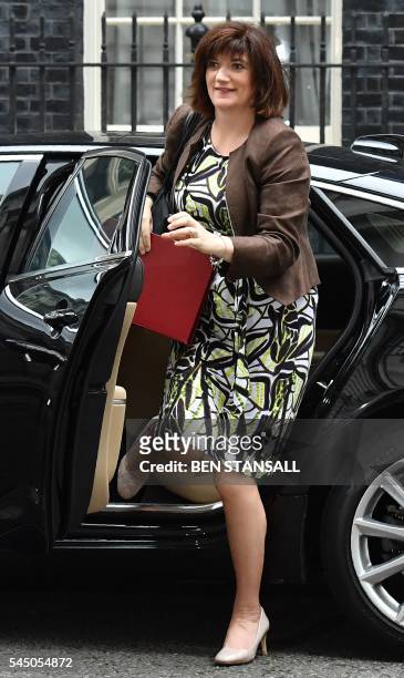 British Education Secretary and Minister for Women and Equalities Nicky Morgan arrives to attend a cabinet meeting in central London on July 5, 2016....