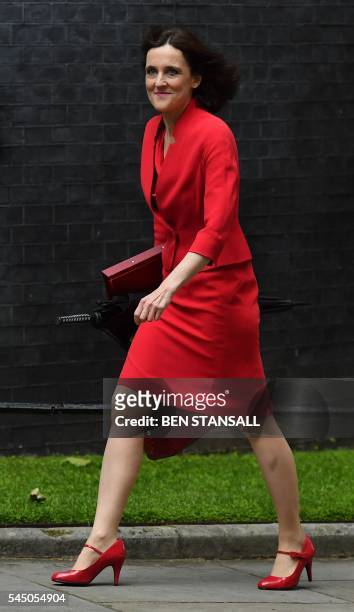 British Northern Ireland Secretary Theresa Villiers arrives to attend a cabinet meeting in central London on July 5, 2016. - In a move that sent...