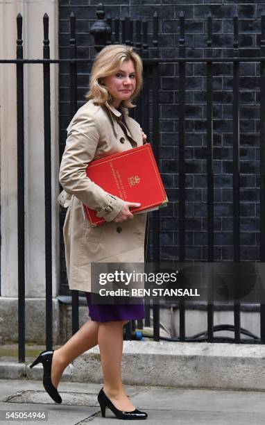 British International Development Secretary Justine Greening arrives to attend a cabinet meeting in central London on July 5, 2016. - In a move that...