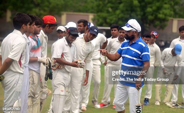 Aspirants gives sports trial for admission in Khalsa College at North Campus in New Delhi.