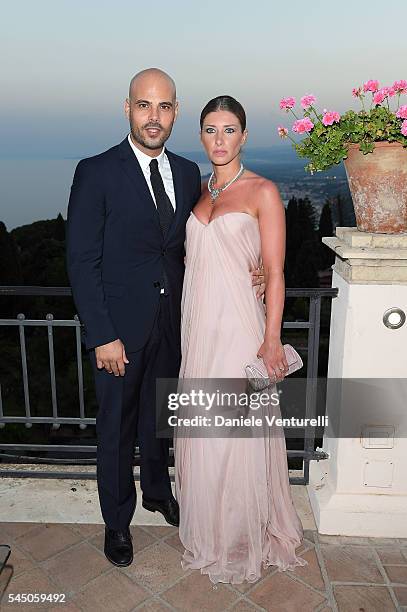 Marco D'Amore and Daniela Maiorana attend a cocktail party ahead of Nastri D'Argento on July 2, 2016 in Taormina, Italy.