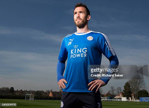 Footballer Christian Fuchs is photographed for the Observer on April 13, 2016 in Leicester, England.