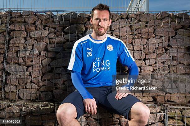 Footballer Christian Fuchs is photographed for the Observer on April 13, 2016 in Leicester, England.