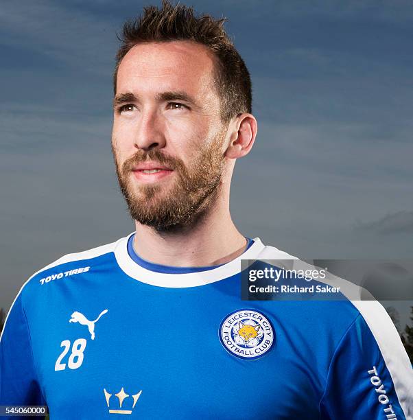 Footballer Christian Fuchs is photographed for the Observer on April 13, 2016 in Leicester, England.