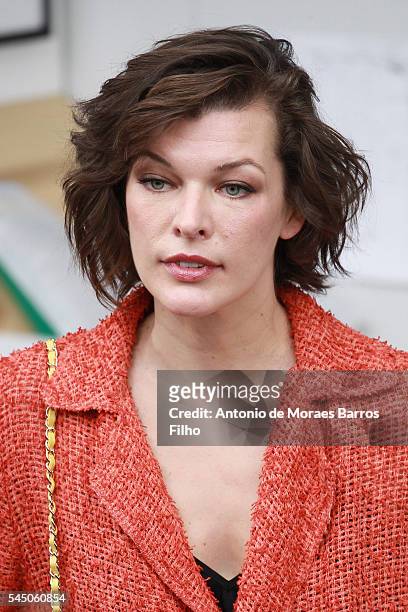Milla Jovovich attends the Chanel Haute Couture Fall/Winter 2016-2017 show as part of Paris Fashion Week on July 5, 2016 in Paris, France.