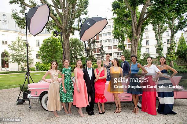 Piaget CEO Philippe Leopold Metzger and Models attend the "Sunny Side of Life" By Piaget : Launch Partyshow as part of Paris Fashion Week on July 4,...