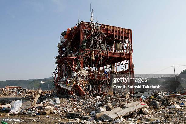 Building of the town's Crisis Management Department that was devastated by the earthquake and tsunami that hit northeastern Japan on March 11, 2011.